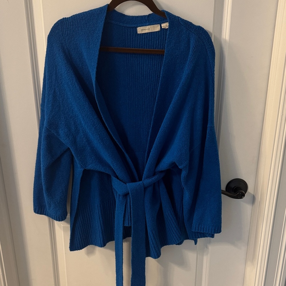 Chic Blue Women's Tie-Front Cardigan